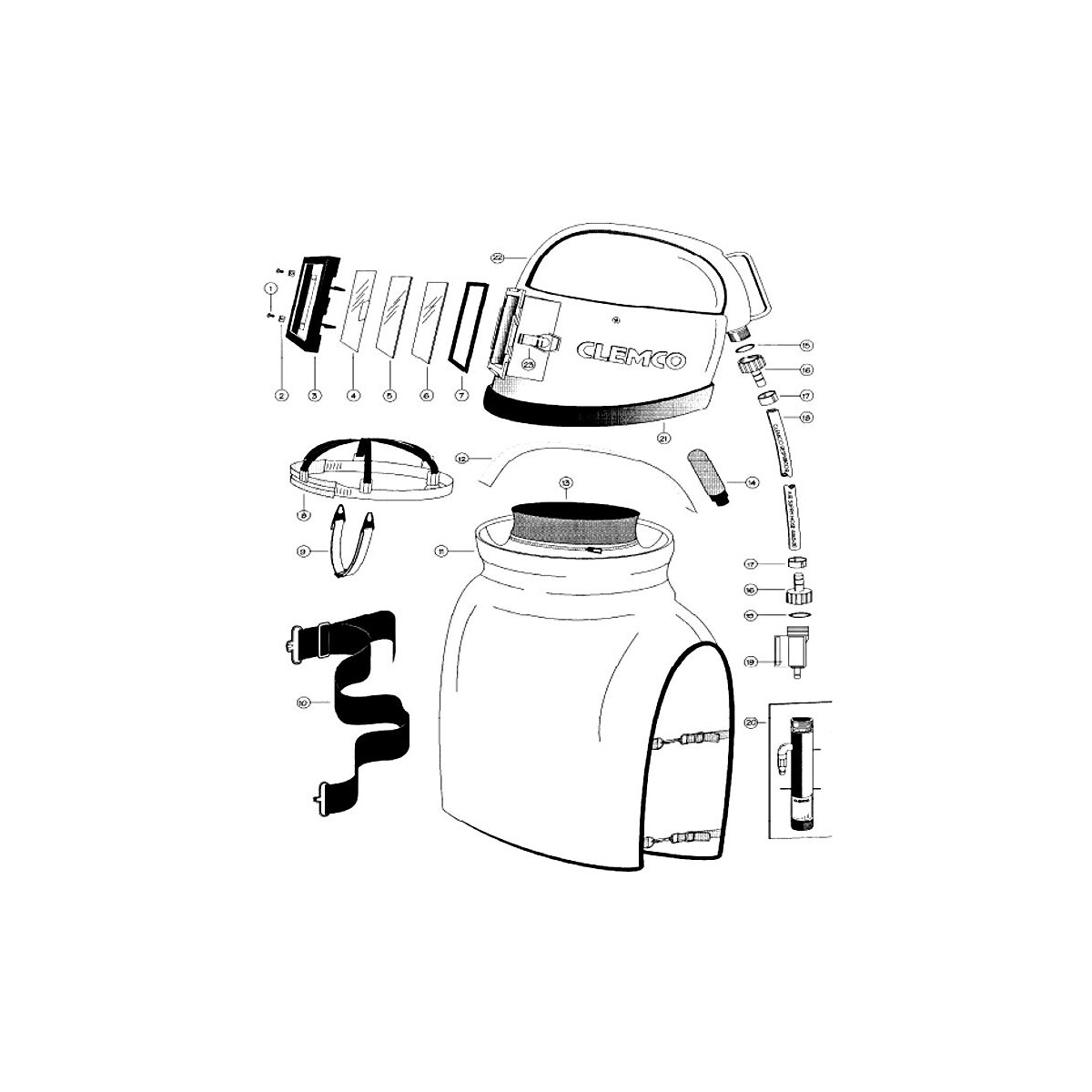 Ersatzteile für Clemco Strahlhelm A box