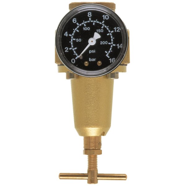 Pressure regulator small EWO standardG 1/4, 0,5 - 10 bar, handwheel with gauge