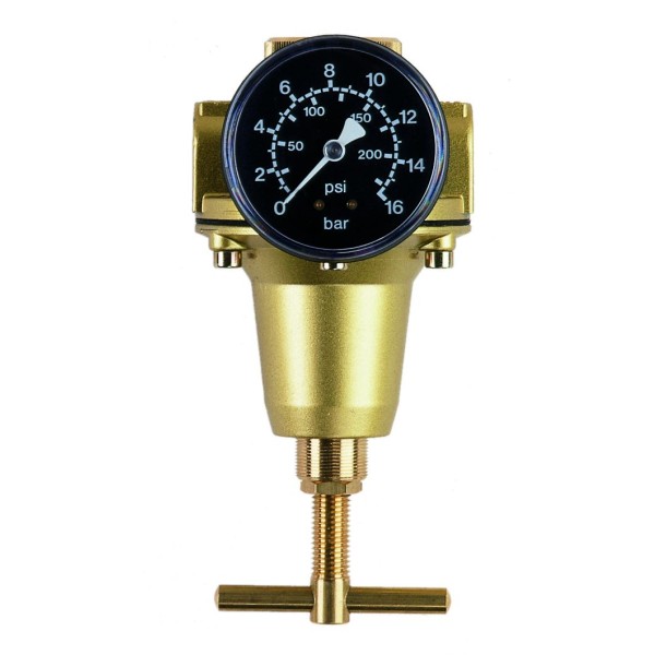 Reguladores de presión, intermedio EWO standard, G 1/4, 0,5 - 10 bar, volante con manómetro