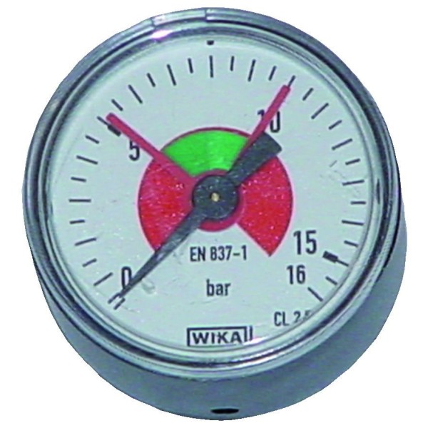 Manometer waagrecht (M8x1), ø 40 für Druckregler mit Drehgriffmanometer EWO standard 0 - 10 bar (für p2 bis 6 bar)