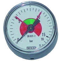 Manometer waagrecht (M8x1), ø 40 für Druckregler mit Drehgriffmanometer EWO standard 0 - 16 bar (für p2 bis 10 bar u. 16 bar