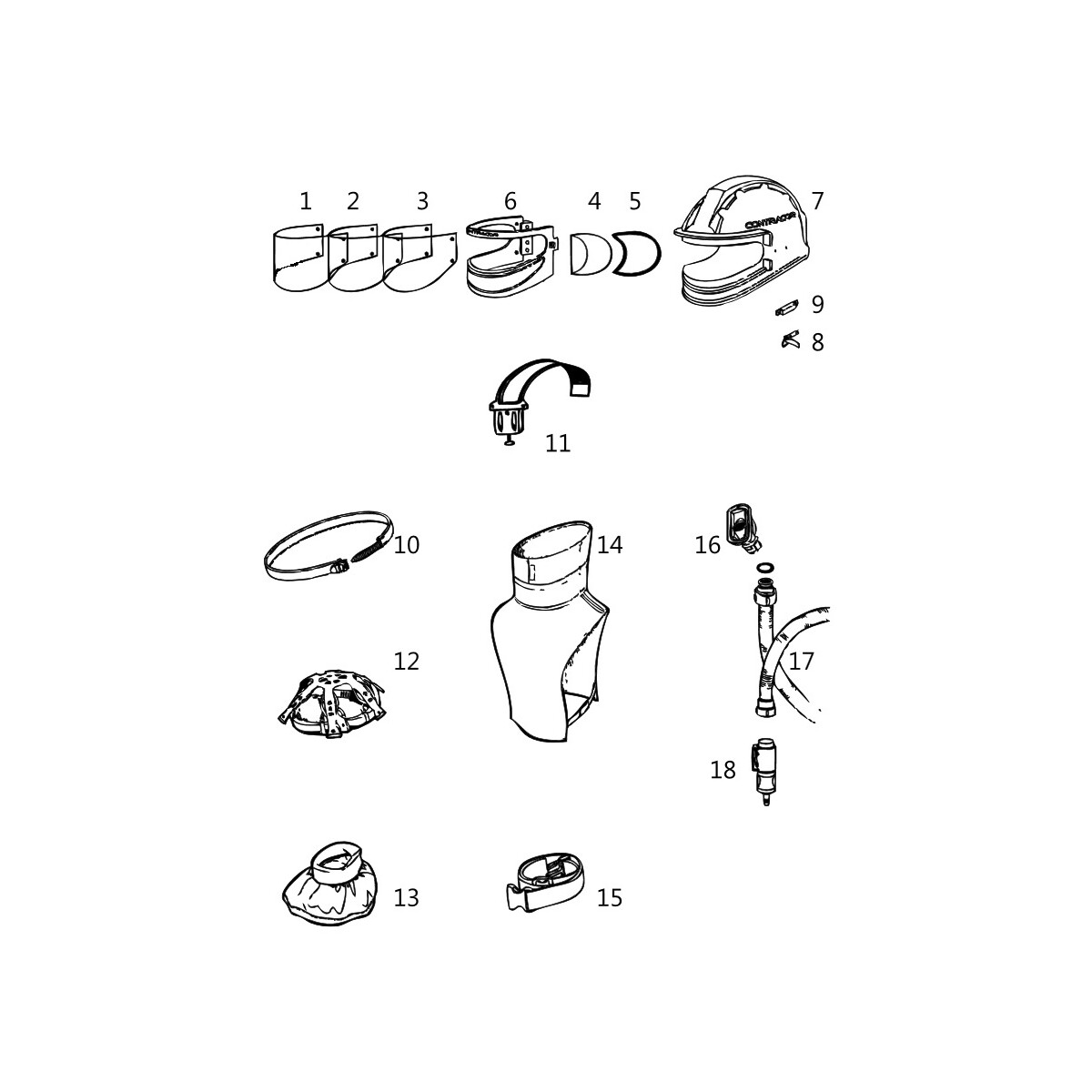 Ersatzteile  Contracor Strahlhelm Aspect box