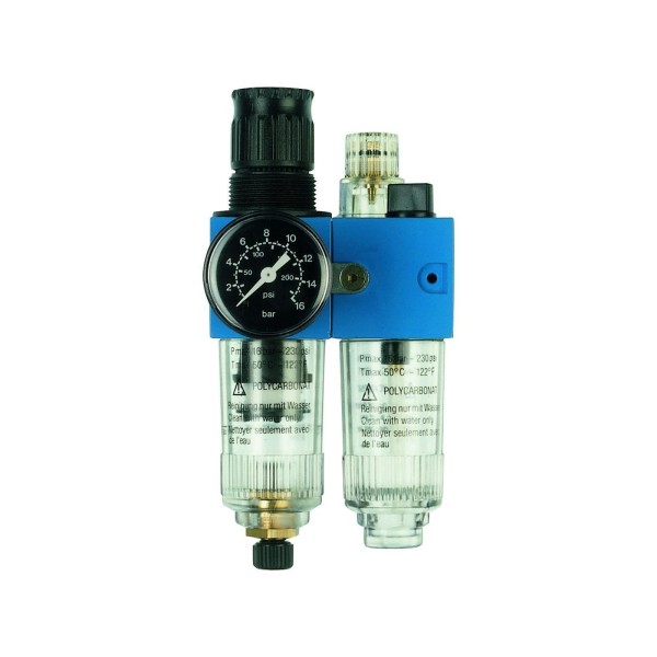 Two-piece maintenance unit  EWO airvision , G 1/4 manually operated drain valve