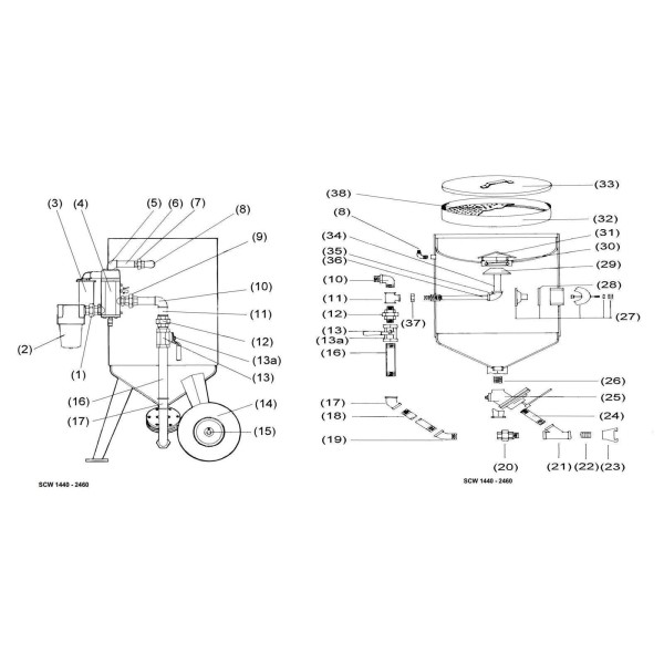 Spare part  Blast Pot: 14. Wheel for 1648, 2040, 2048, 1440