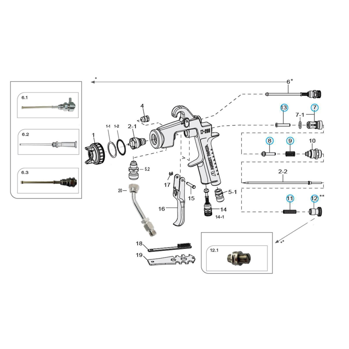 Iwata W-200 ZP Luftkappe