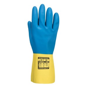 A801 - Double Dipped Latex Gauntlet Yellow/Blue