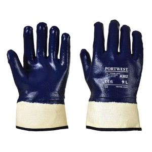 A302 - Fully Dipped Nitrile Safety Cuff Navy