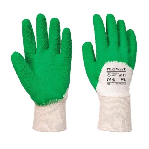 A171 - Latex Open Back Crinkle Glove White/Green