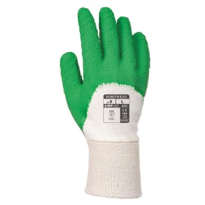 A171 - Latex Open Back Crinkle Glove White/Green