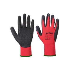 A174 - Flex Grip Latex Handschuh Rot/Schwarz-L