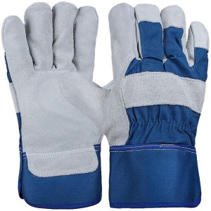 Cow split leather work gloves, Thinsulate® lining, blue