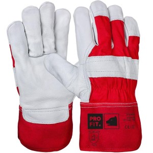 Cowhide leather work gloves, "Sturm", lined, red