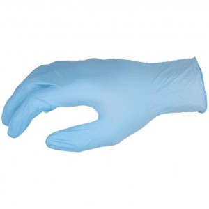 Guantes desechables de nitrilo, sin polvo, 24 cm, azules
