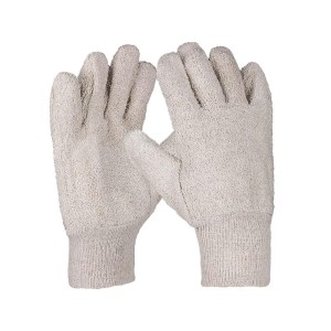 Cotton glove, cotton loop, 27 cm, knitted cuff