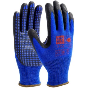 Nitrile gloves, "Ni-thermo", blue/black, pimples
