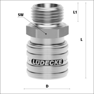 Luedecke ESEG 38 AO - Série ESE DN 7.2 - Raccords avec fileté mâle cylindrique