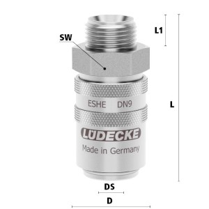 Luedecke ESHE 1615 A - Series ESHE DN 9 - Couplings with male thread (internal taper DIN 3863)