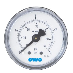 EWO Manometer &Oslash; 40, Anschl. waagr., Stahlgeh....