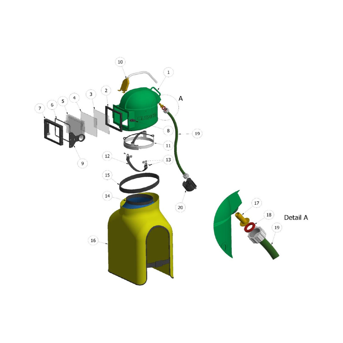 Clemco 90733D Helmlasche A-100 Gummi gro box