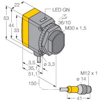 Turck Through-beam sensor, emitter QS30E slider