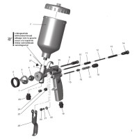 Ersatzteile Walther Pilot III K Drehstrahl rund, Spritzpistole mit Materialanschluss